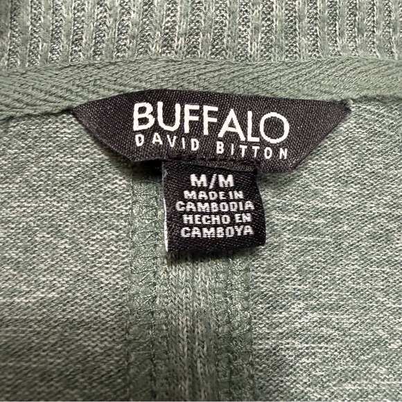 Buffalo David Bitton Green Ribbed V Neck Long Sleeve Sweater Size M #2157 - Picture 9 of 12